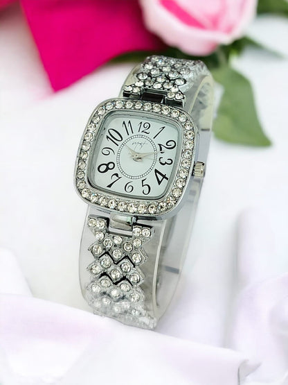 Kinz Luxurious Square Rhinestone Ladies Watch