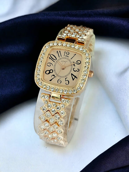 Kinz Luxurious Square Rhinestone Ladies Watch