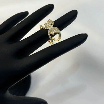 18k Gold Dainty Butterfly Ring (Adjustable)