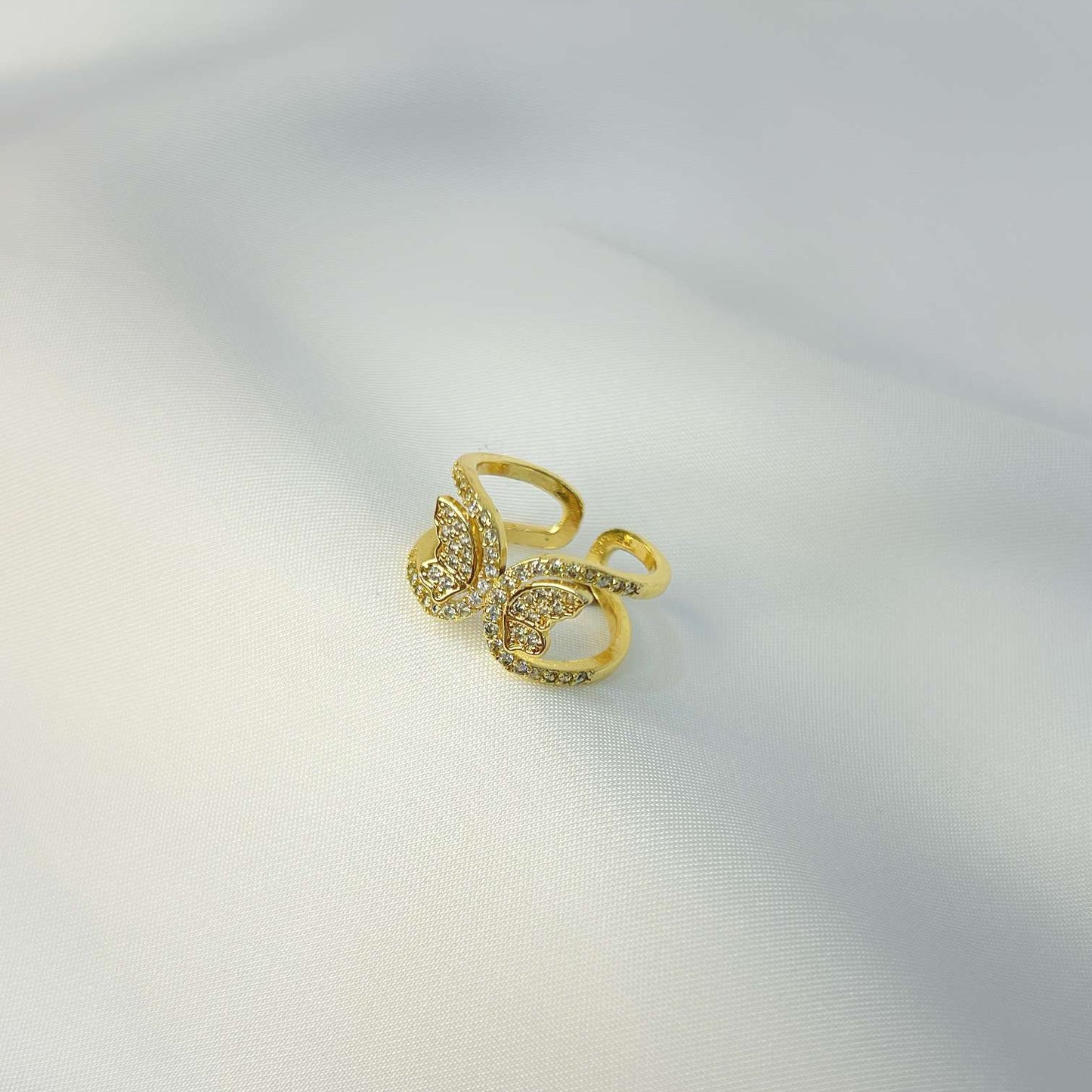 18k Gold Dainty Butterfly Ring (Adjustable)