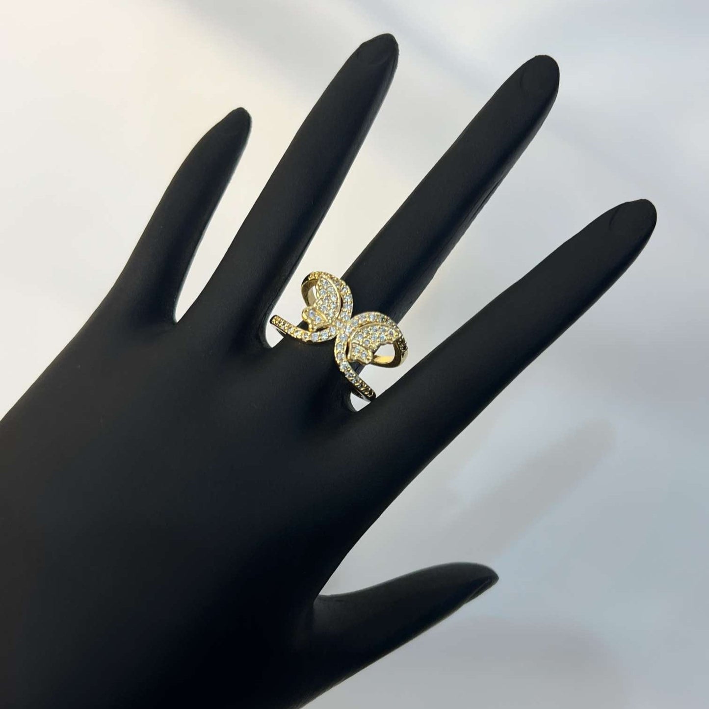 18k Gold Dainty Butterfly Ring (Adjustable)