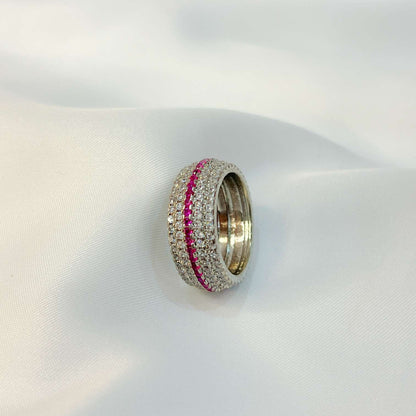 925ss Eternity Ruby Diamond Cut Ring