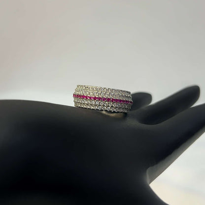 925ss Eternity Ruby Diamond Cut Ring