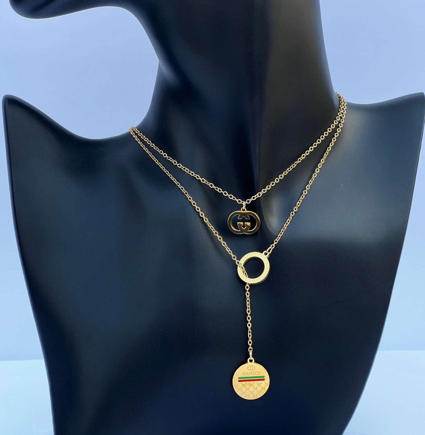 Premium 18k SS Gold Plated Gucci Necklace Set