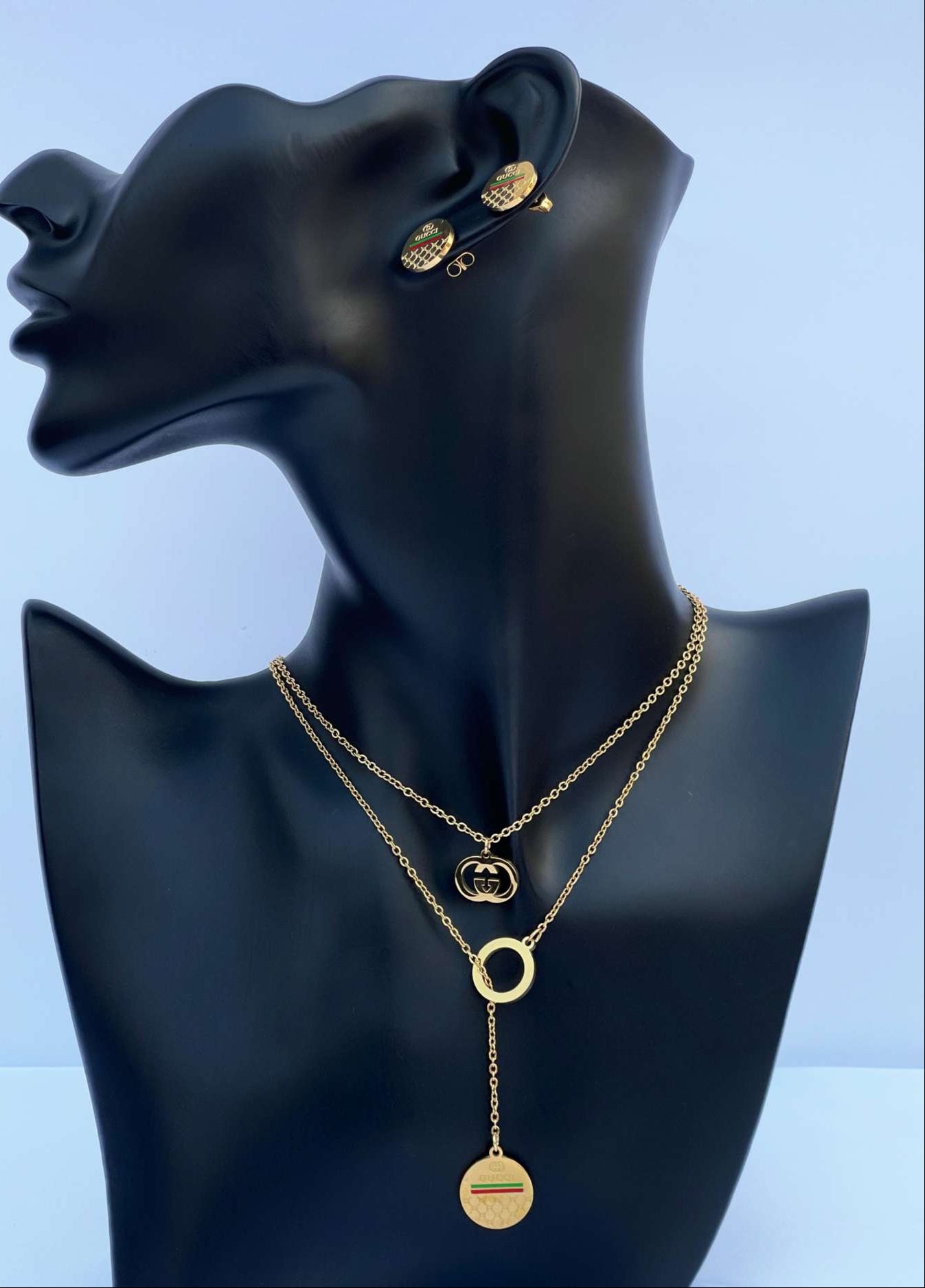 Premium 18k SS Gold Plated Gucci Necklace Set