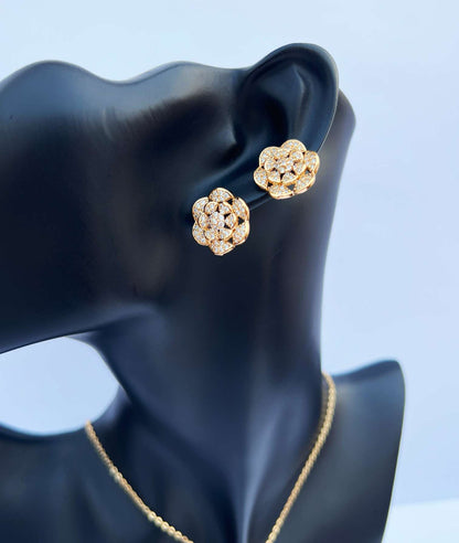 18K Gold Blooming Floral Necklace Set