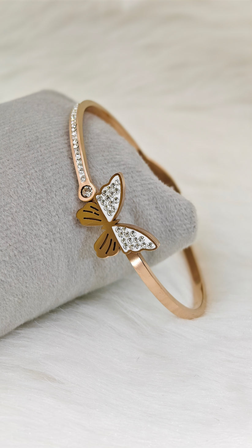 SS Anti Tarnish Rose Gold Cuff Butterfly