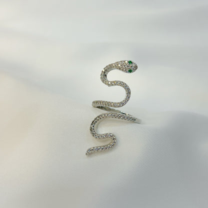 Sparkling CZ Snake Ring (Adjustable)