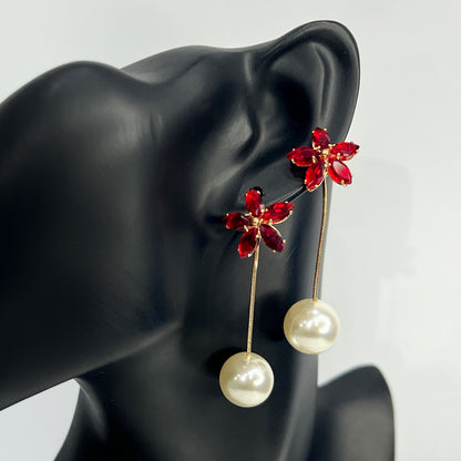 Daisy Floral Pearl Charm Earrings