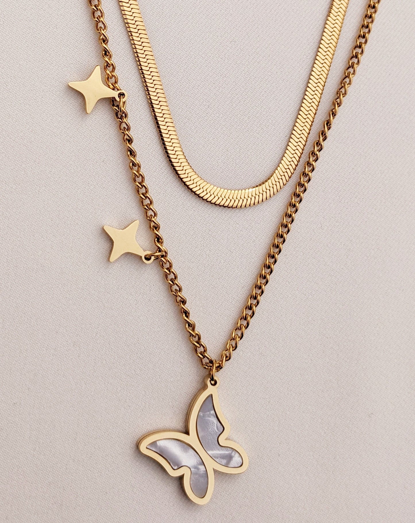 Butterfly Star Snake Chain Necklace