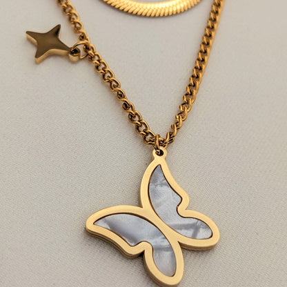 Butterfly Star Snake Chain Necklace