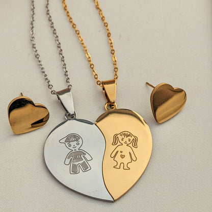 Stainless Steel Love Couple Necklace Set