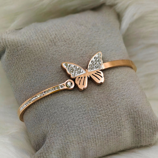 SS Anti Tarnish Rose Gold Cuff Butterfly