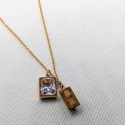 Iconic Crystal Stone Golden Square Necklace