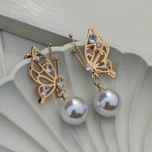 Butterfly Pearl Earrings