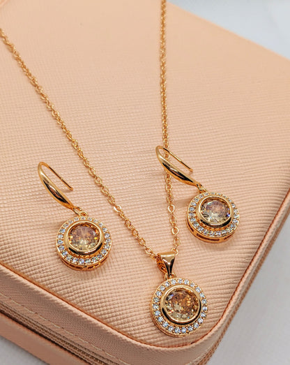 Round Shaped American Diamond Crystal Necklace Set