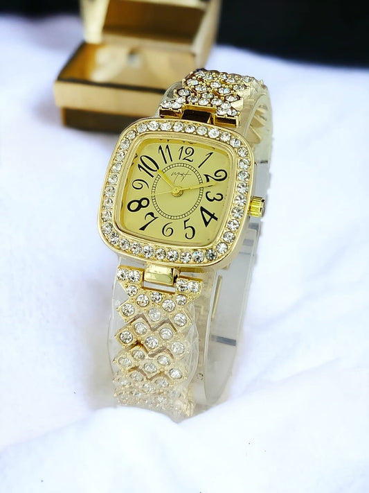 Kinz Luxurious Square Rhinestone Ladies Watch