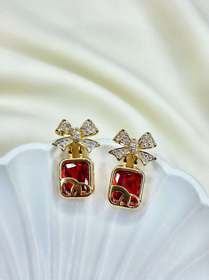 American Red Ruby Tourmaline Earrings