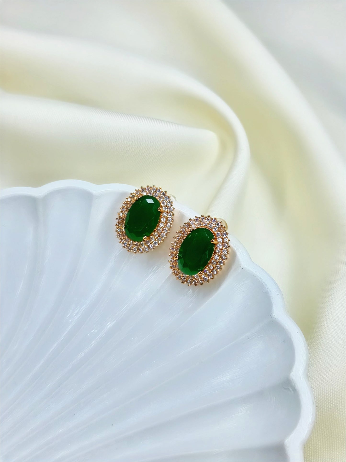 Green Oval Emerald Studs