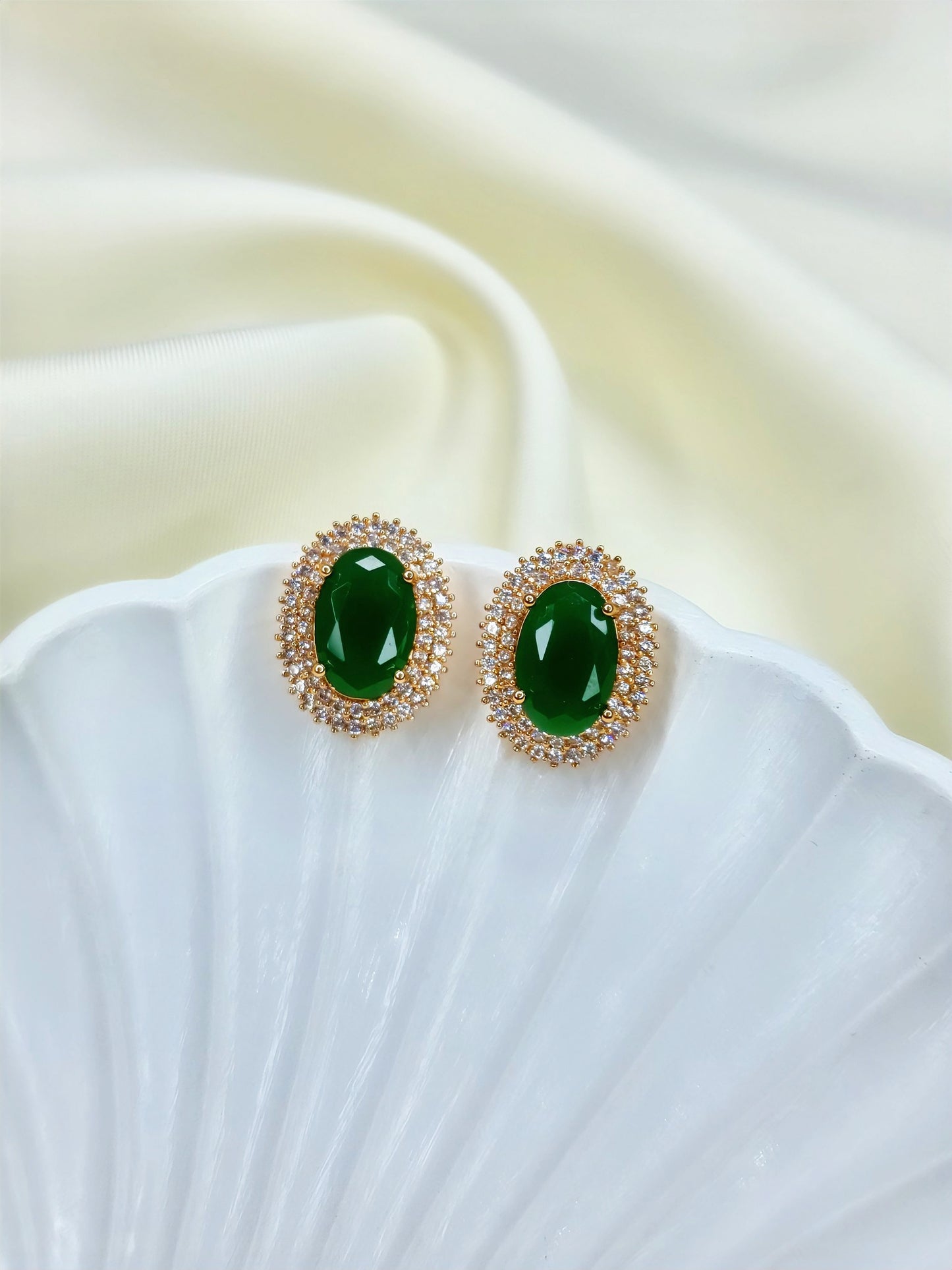 Green Oval Emerald Studs