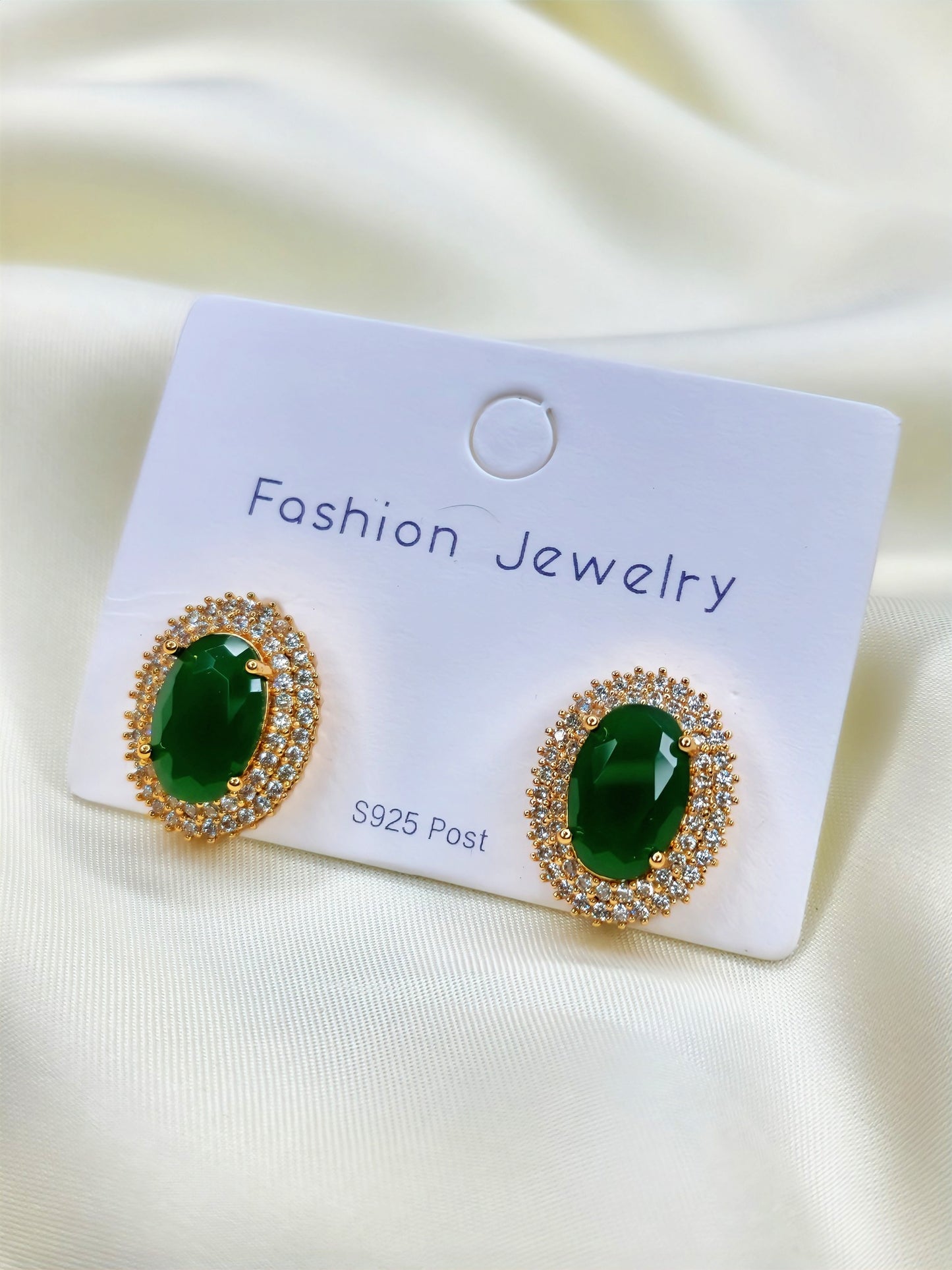 Green Oval Emerald Studs