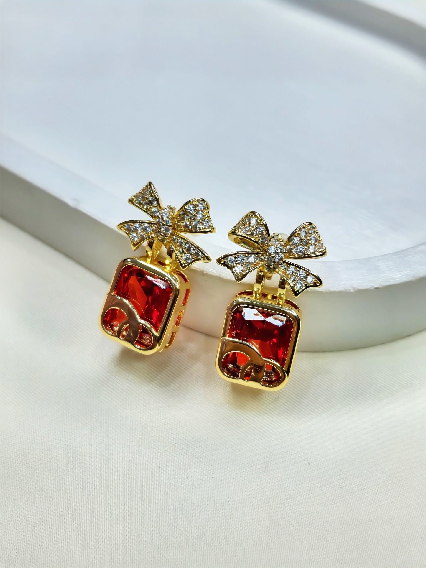 American Red Ruby Tourmaline Earrings