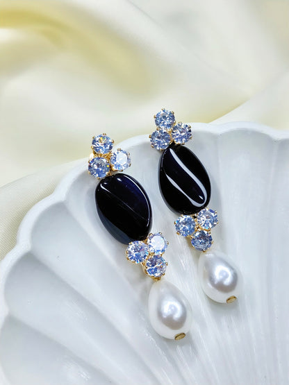 Vintage Black Faux Pearl Earrings