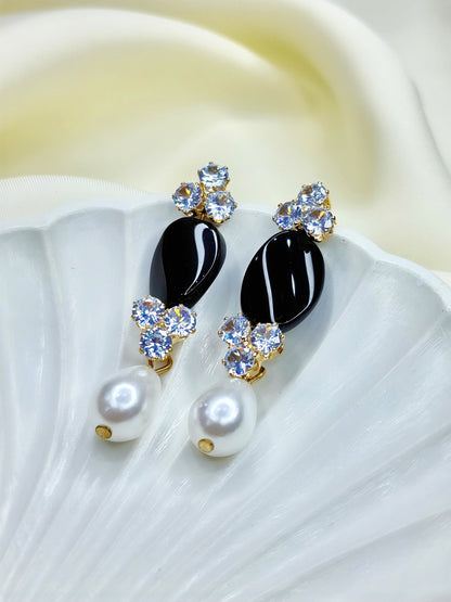 Vintage Black Faux Pearl Earrings