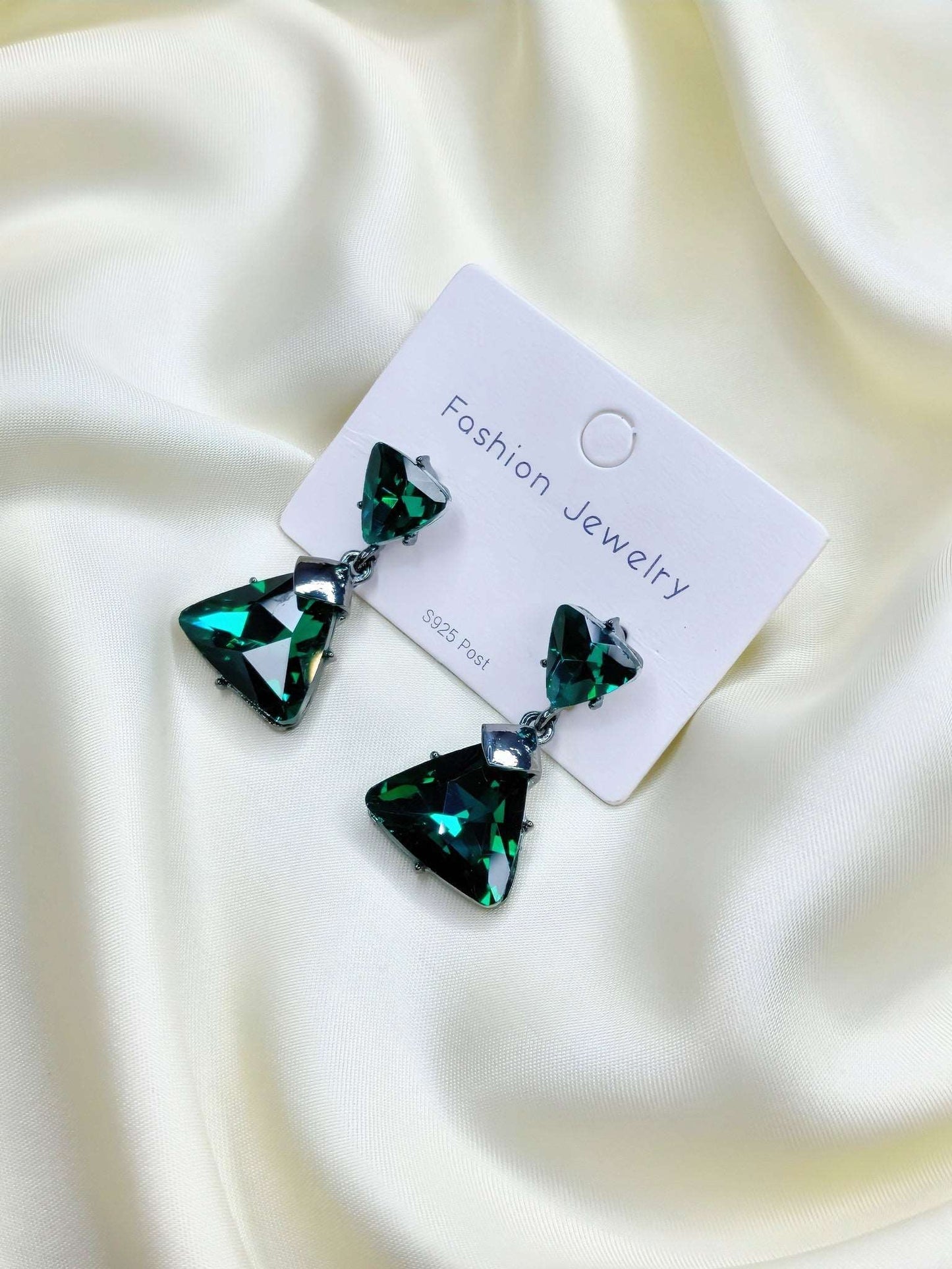 Emerald Art Baguette Earrings