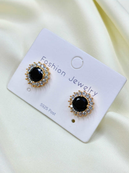 Diamond Halo Ruby Studs