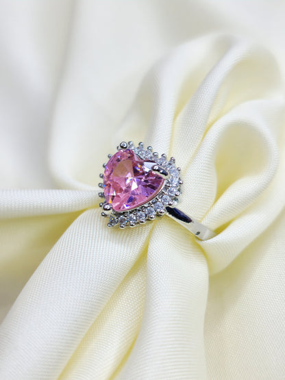 Pink Diamond Heart Ring (Adjustable)