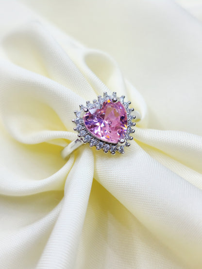 Pink Diamond Heart Ring (Adjustable)