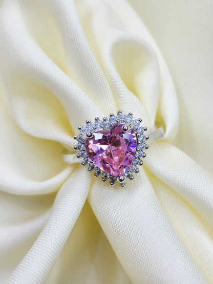 Pink Diamond Heart Ring (Adjustable)