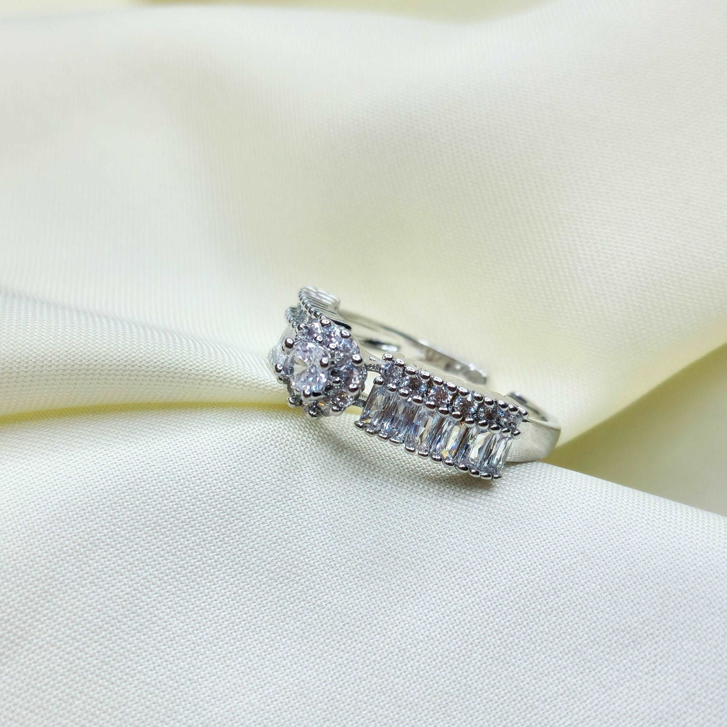 American Diamond Silver Plated Ring