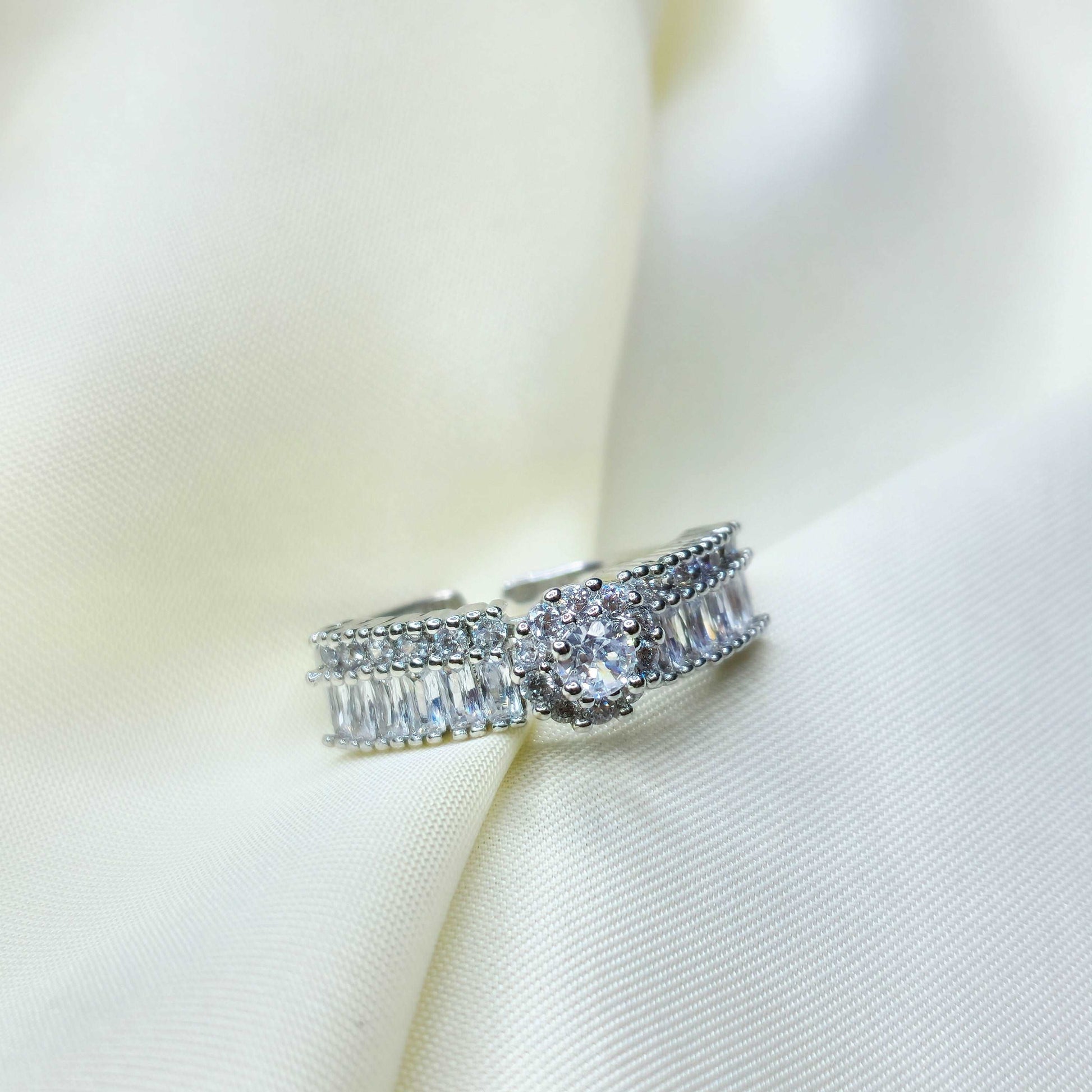 American Diamond Silver Plated Ring