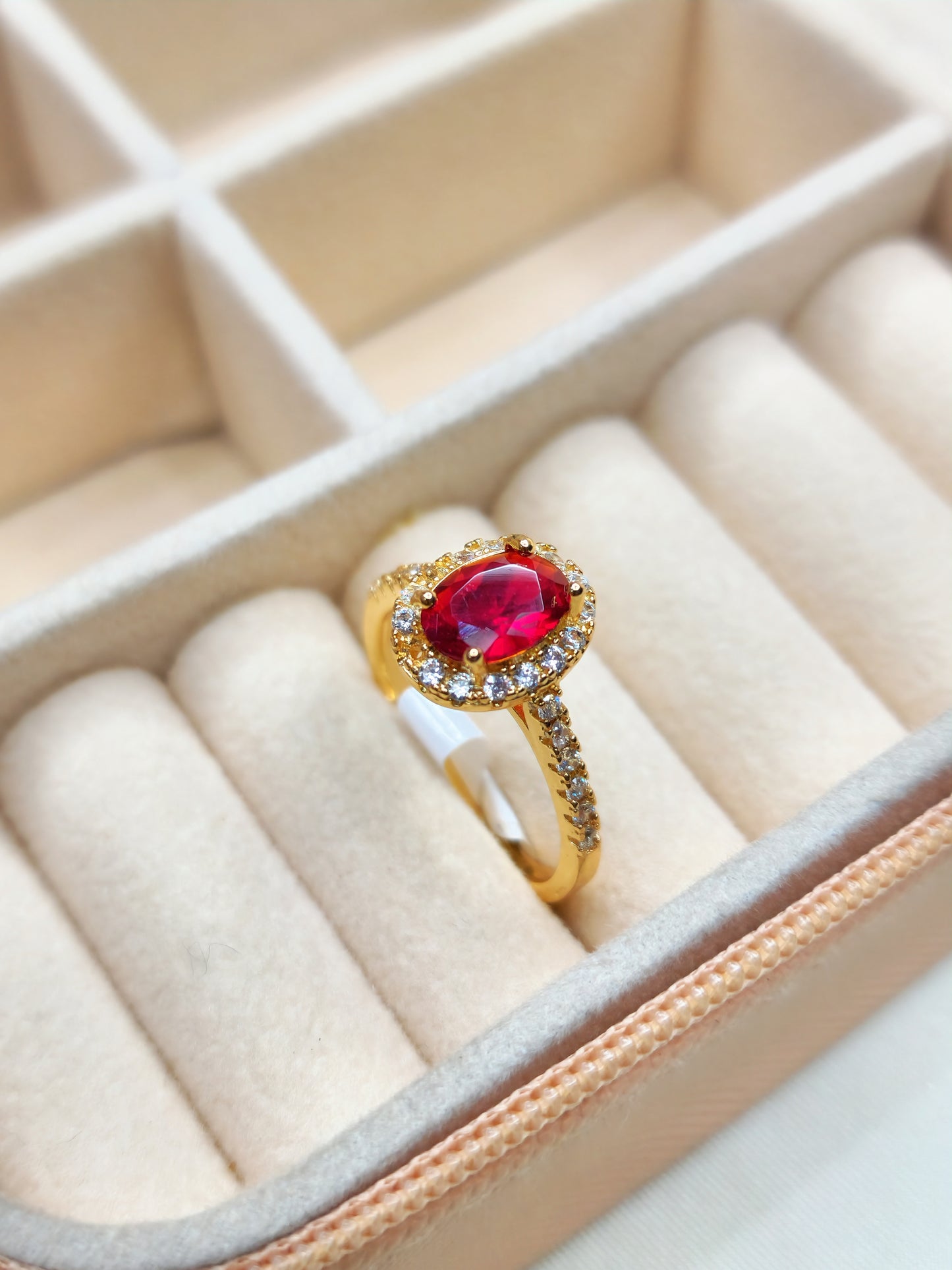 Ruby Red Stone Gold Plated Ring