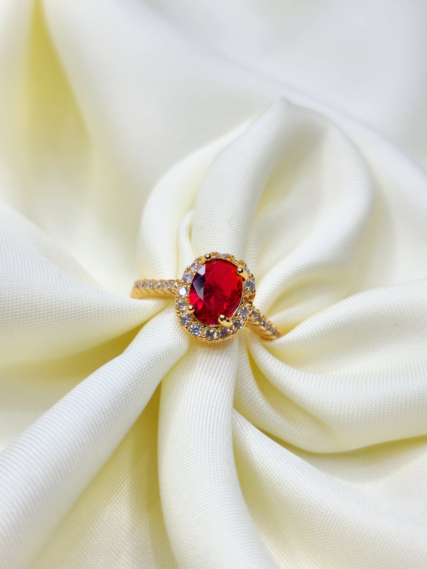 Ruby Red Stone Gold Plated Ring