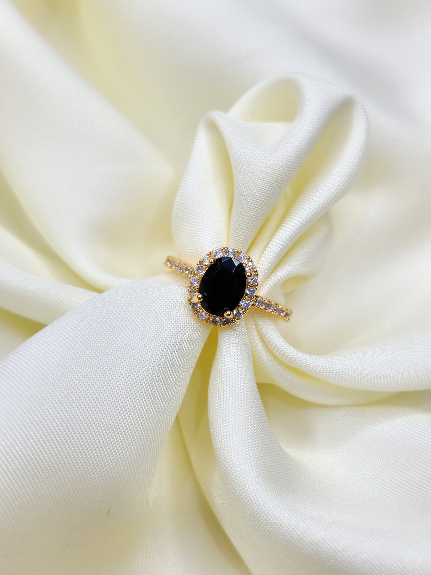 Black Stone Gold Plated Ring