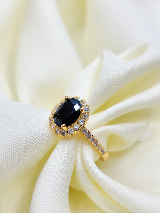 Black Stone Gold Plated Ring