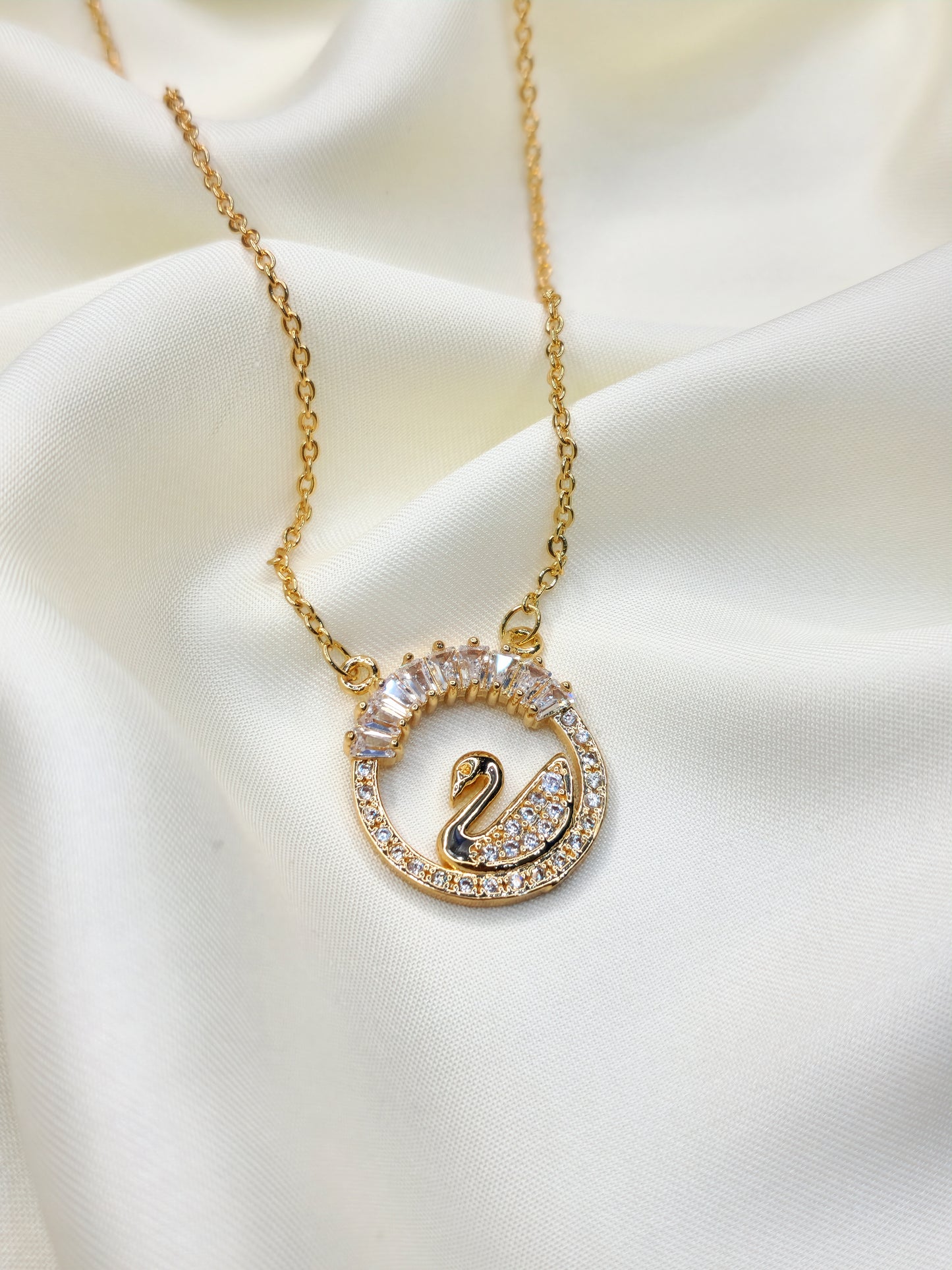 Crystal Rhinestone Swan Necklace