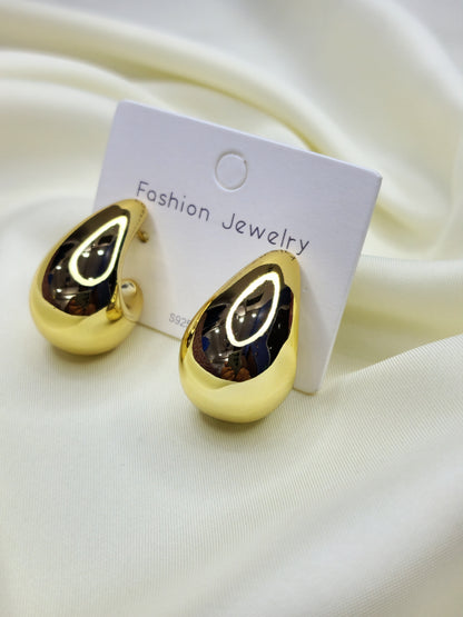 Gold Plated Chunky Teardrop Earrings