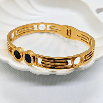 Stainless Steel Black And Gold Roman Dial Bracelet