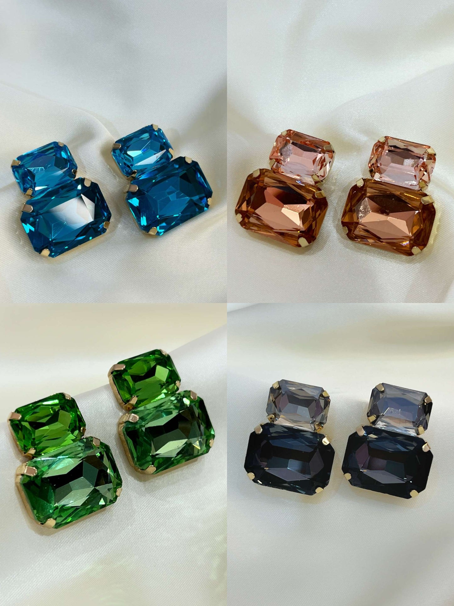 Inlaid Diamond Square Earrings