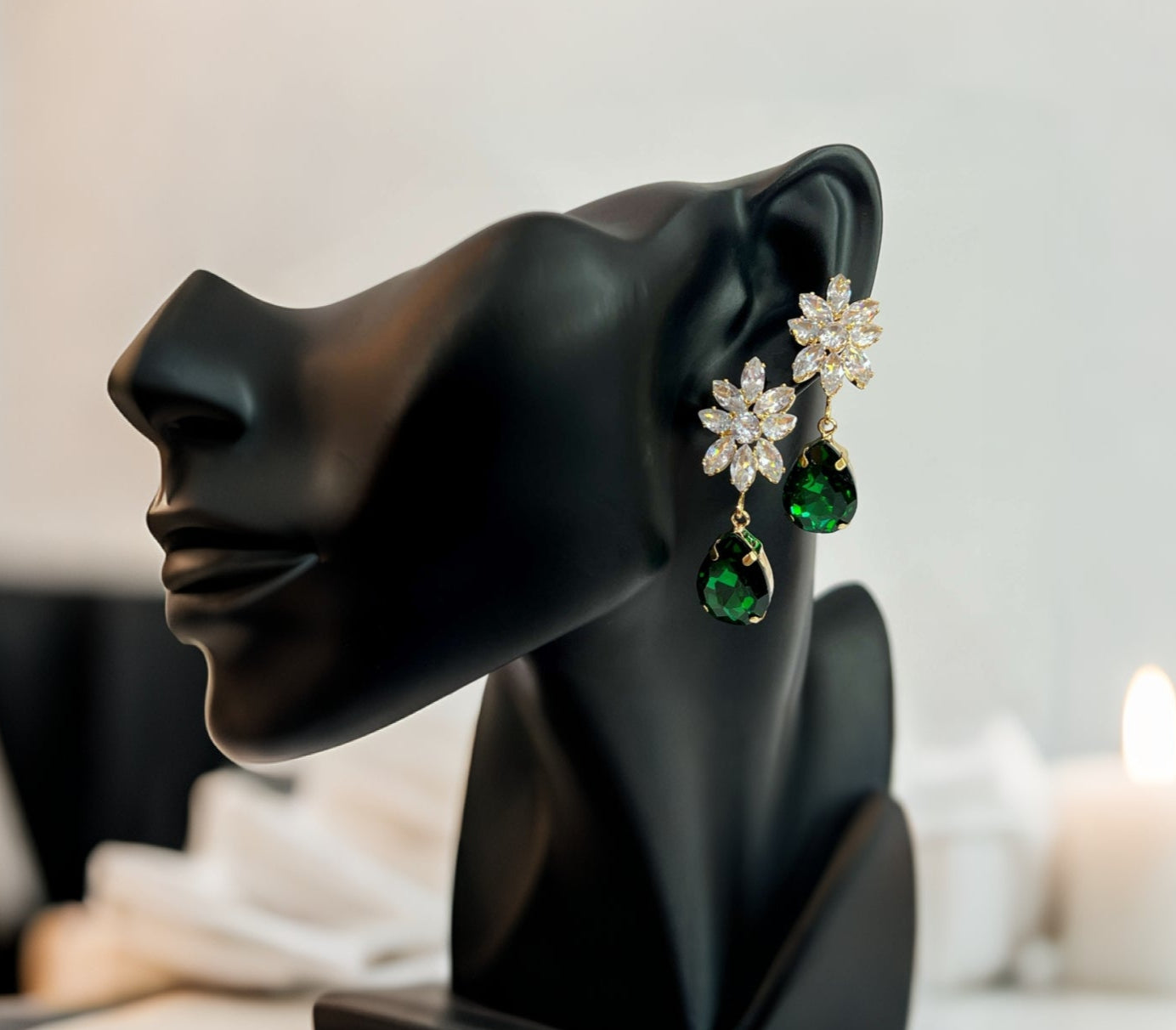 Vintage Emerald Droplet Earrings