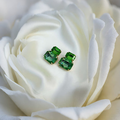 Inlaid Diamond Square Earrings