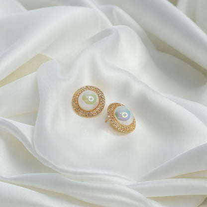 Gold Plated Pearl Moon Earrings