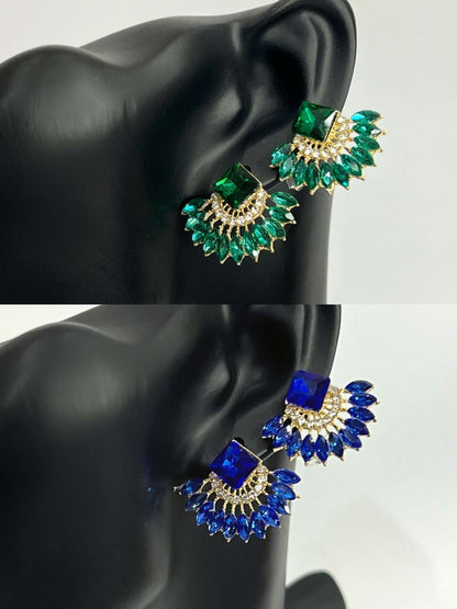 Emerald Half Moon Earrings